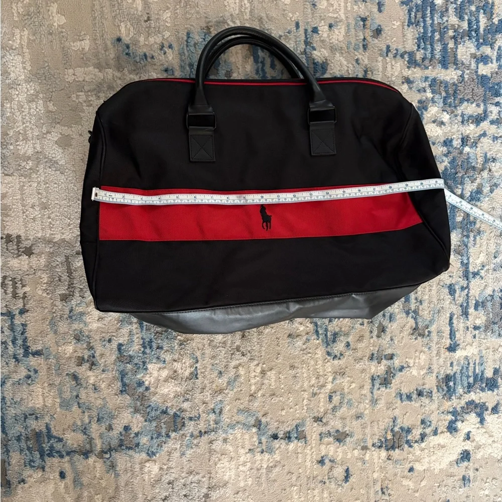 Polo by Ralph Lauren Black Duffel Bag with Red Stripe Gym Travel Weekender